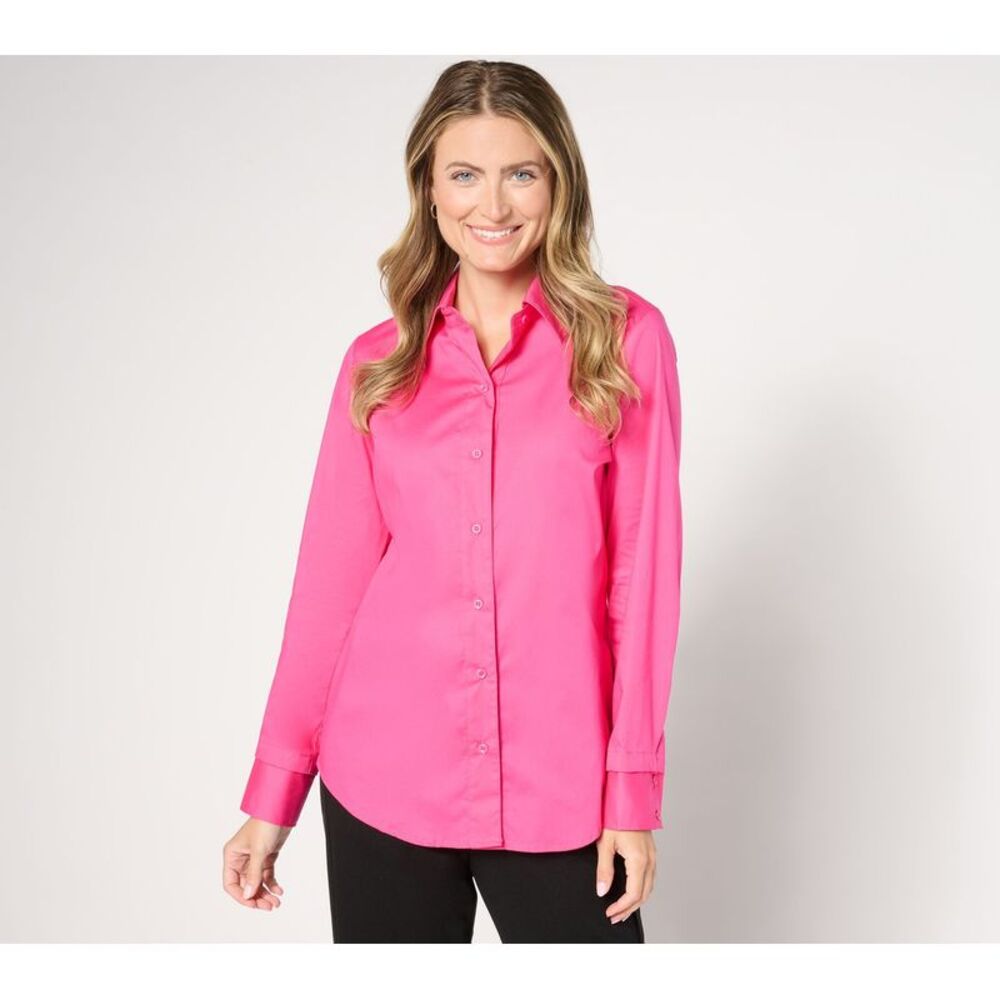 SUNNYLiFE Women's Top Sz M Core Poplin Button-Front Pink A662035
